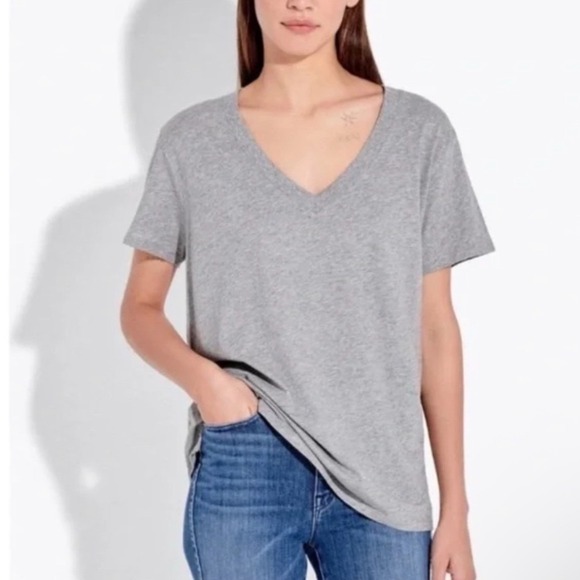 AYR Tops - AYR The Vito Short Sleeve V-neck T-shirt in Gray Minimalist Basic Women Large